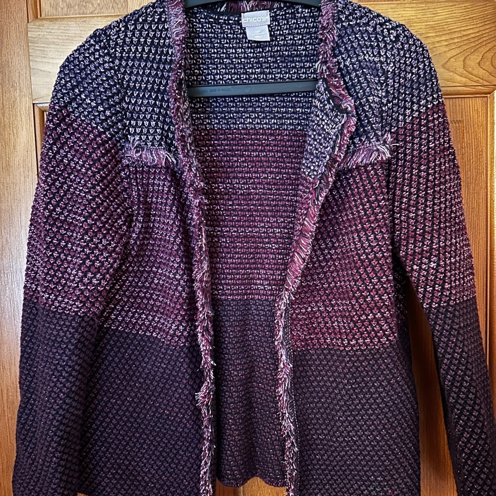 Chico’s Holiday Glitter Tweed Jacket Size OP
